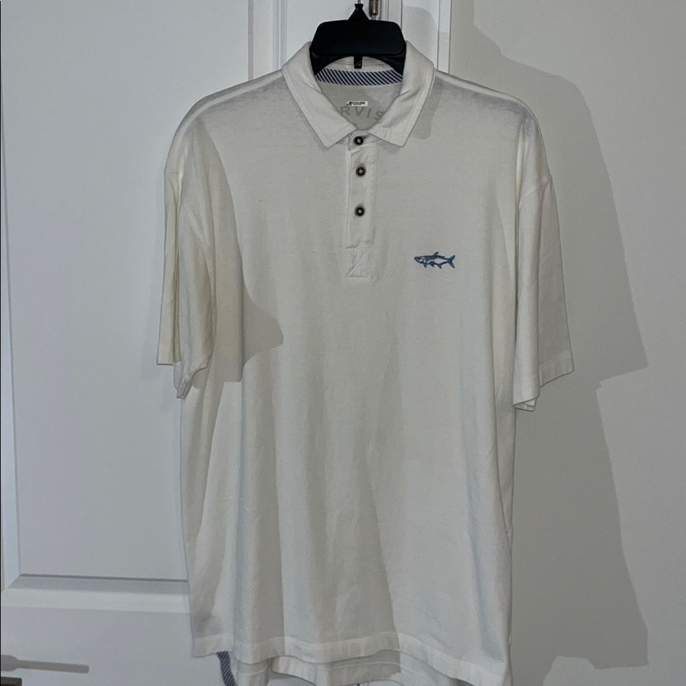 White Orvis Fly Fishing Trout Logo Lure golf polo shirt m cotton model